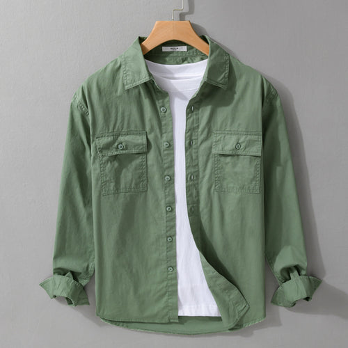 Herren Pflegeleichtes Baumwoll-Utility-Overshirt mit Doppel‑Brusttaschen und entspanntem Saum Shop Nory