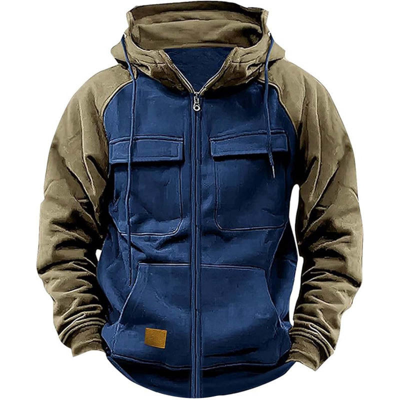 Herren Kapuzenjacke mit Cargo-Taschen und durchgehendem Reißverschluss Shop Nory