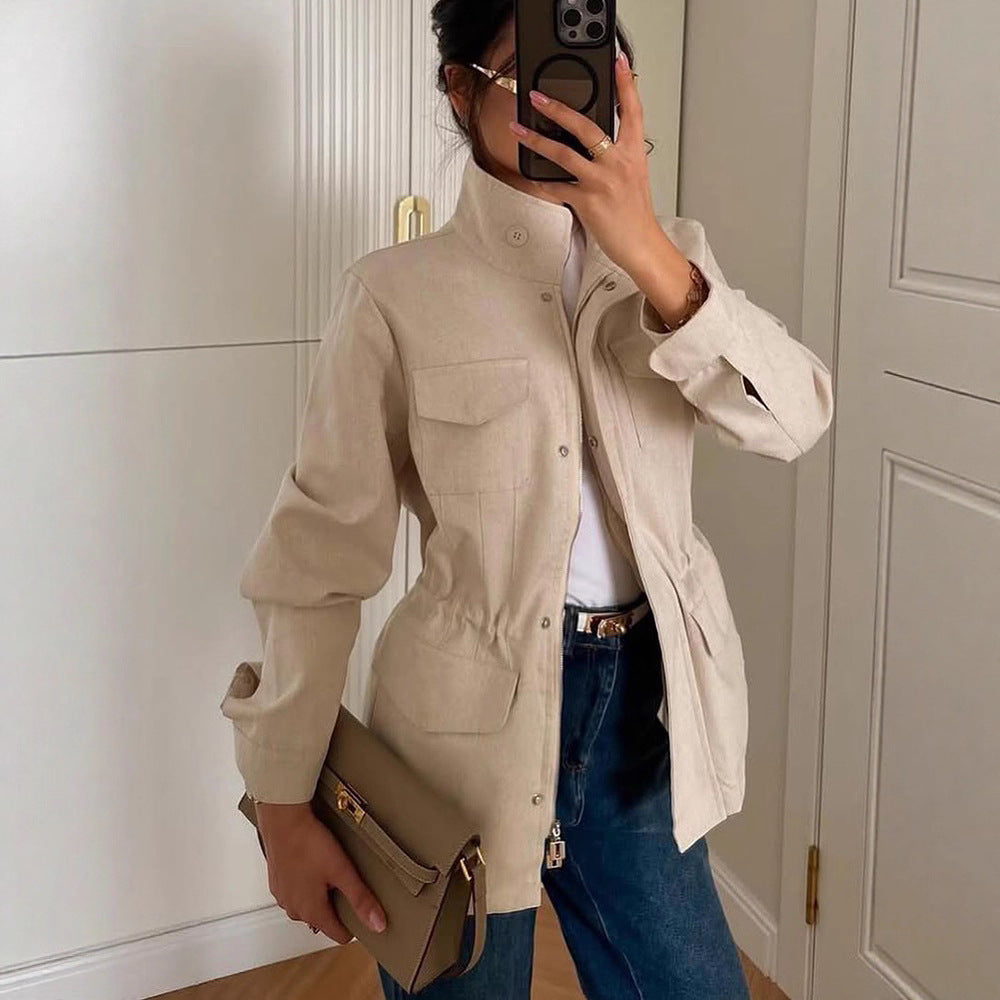 Damen Oversize Fieldjacke aus Wollmix mit Stehkragen und aufgesetzten Pattentaschen Shop Nory