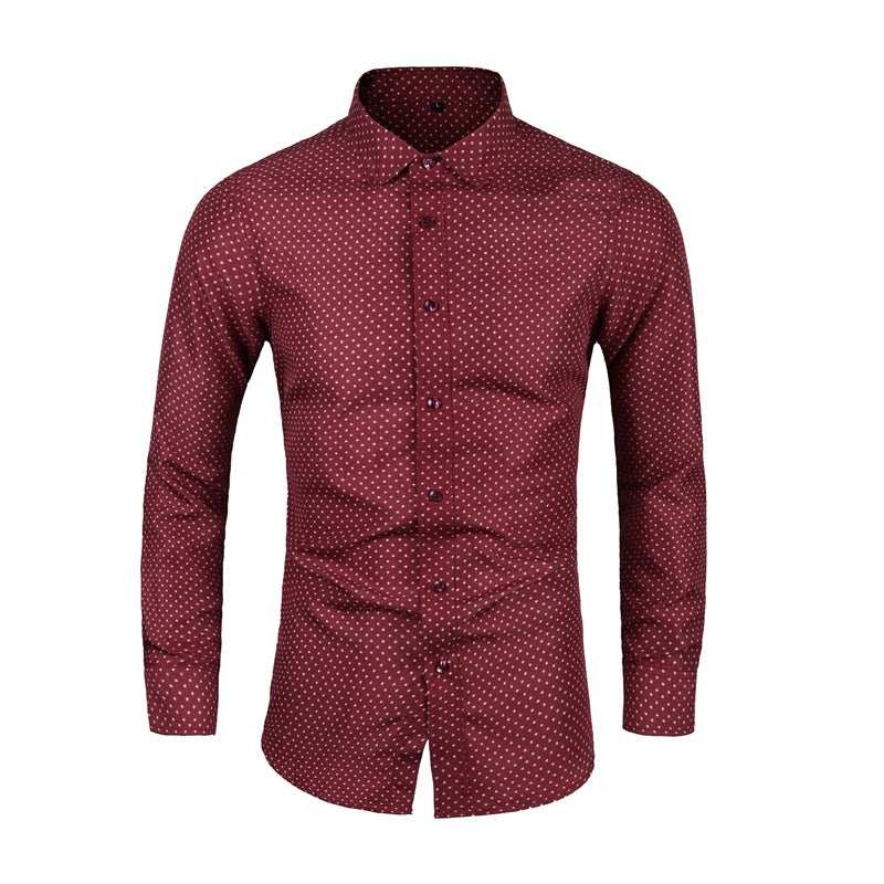 Herren Slim-Fit Hemd mit feinem Pünktchenmuster und Kentkragen Shop Nory