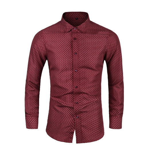 Herren Slim-Fit Hemd mit feinem Pünktchenmuster und Kentkragen Shop Nory