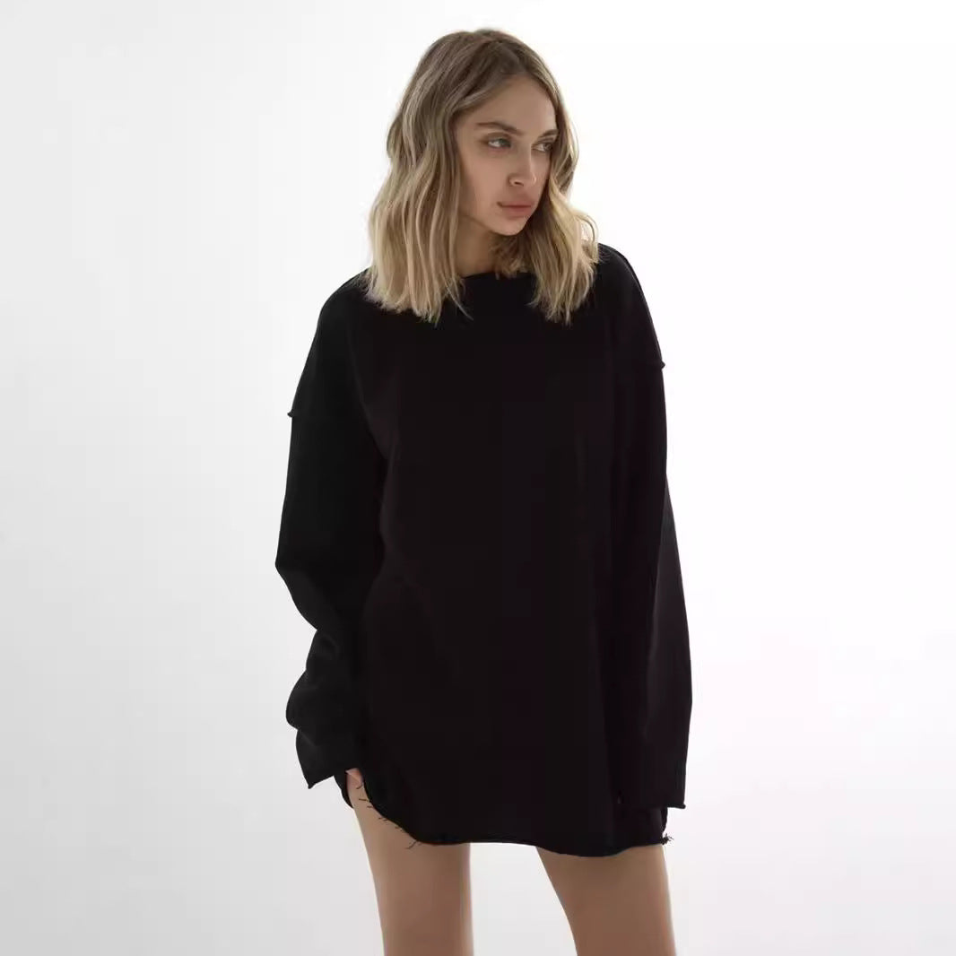 Damen Oversize-Sweatshirt mit rohem Saum und überschnittenen Schultern Shop Nory