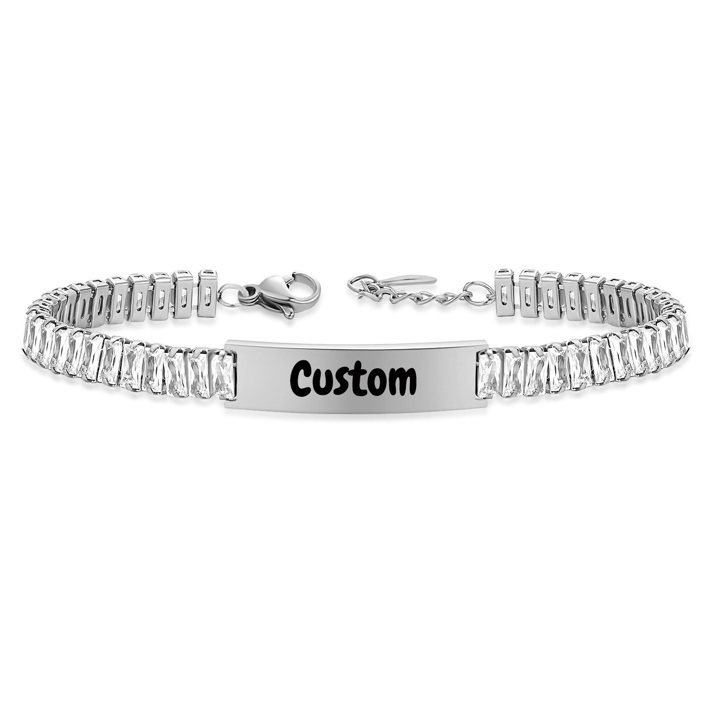 Damen Armband mit funkelnden Zirkonia und gravierbarem Anhänger Shop Nory