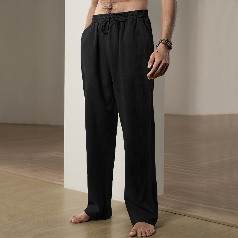 Herren nan leichte Relaxhose aus Leinenmix mit elastischem Tunnelzugbund und geradem Bein Shop Nory