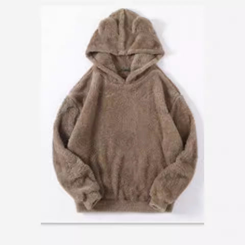 Damen nan kuscheliger Teddy-Hoodie mit Ohren, elastischem Bund und extra weichem Plüsch Shop Nory