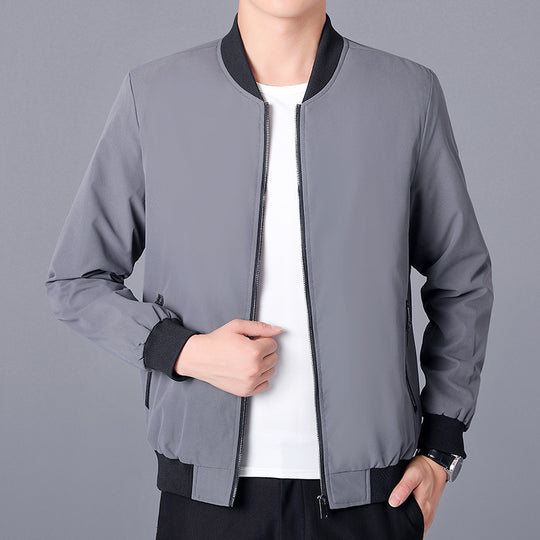 Herren Leichte Casual-Bomberjacke aus Microfaser mit Zwei-Wege-Reißverschluss und Rippbündchen Shop Nory