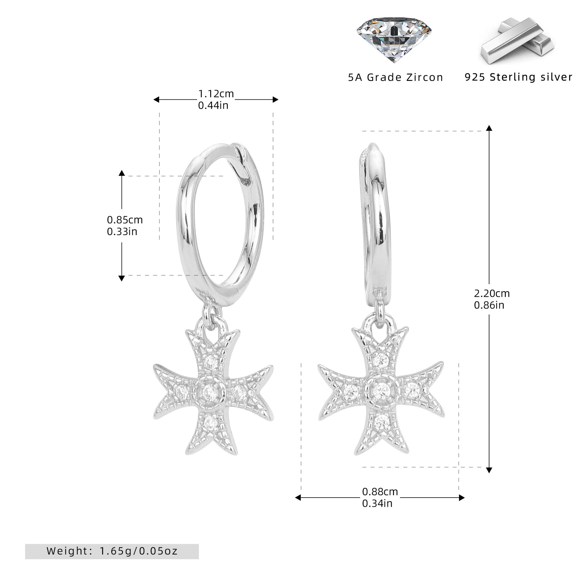 Damen Ohrhänger mit schimmerndem Sternenanhänger aus 925 Sterling Silber Shop Nory