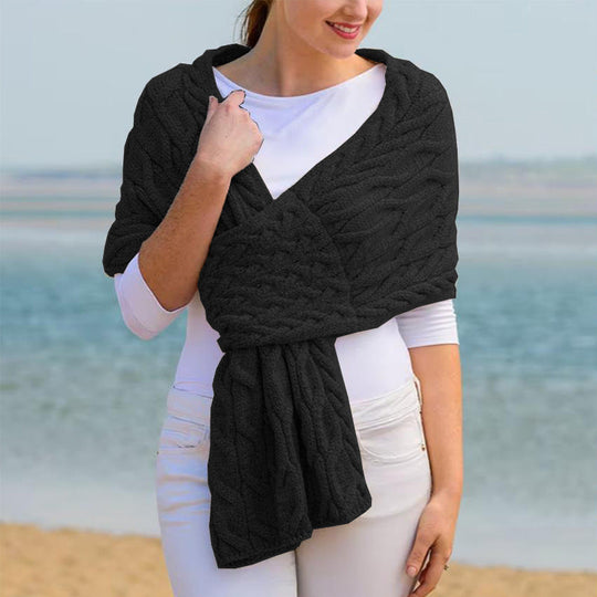 Damen Strickschal mit Zopfmuster & Vielseitigem Tragekomfort