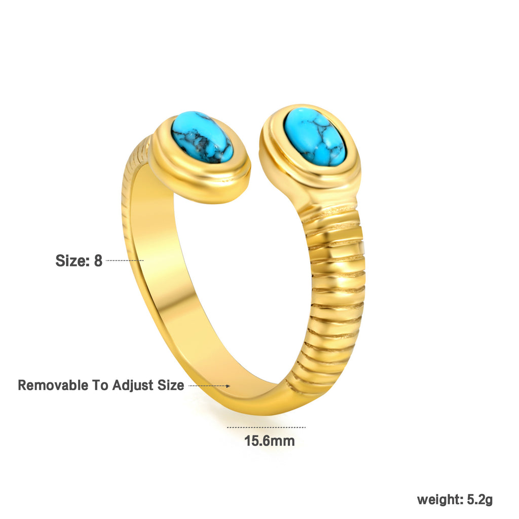Damen Verstellbarer Ring mit einem eleganten türkisen Steindetail Shop Nory