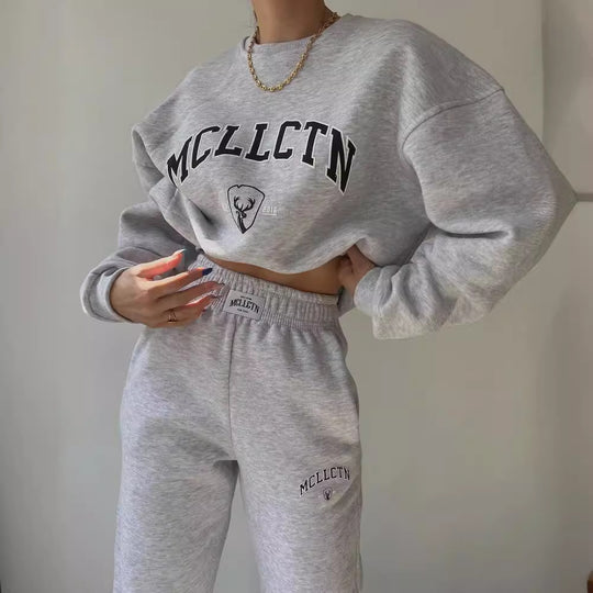 Damen Oversized College-Sweatshirt und High-Waist-Jogger-Set aus French-Terry Shop Nory