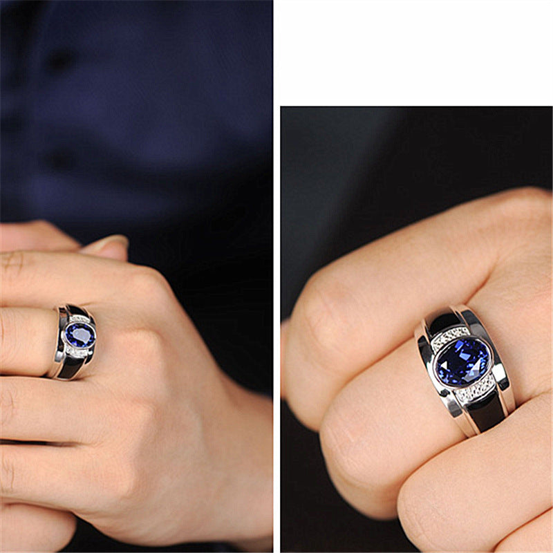 Damen Eleganter Ring mit strahlendem Zirkonia und tiefblauem Stein Shop Nory