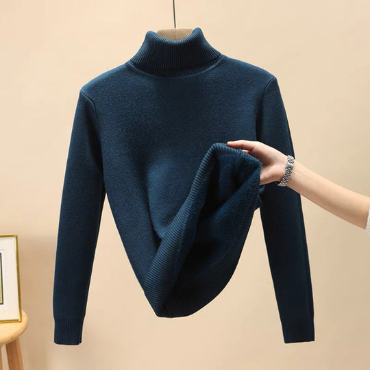 Damen Feinstrick-Rollkragenpullover mit wärmendem Innenfutter und schmaler Silhouette Shop Nory
