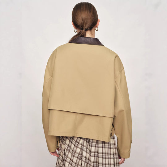 Damen Lässige und modische Übergangsjacke mit kontrastiertem Kragen Shop Nory