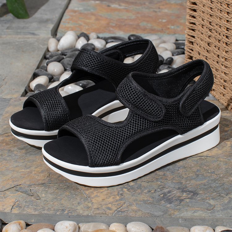 Damen Keil-Sandalen mit atmungsaktivem Mesh und verstellbaren Klettverschlüssen Shop Nory