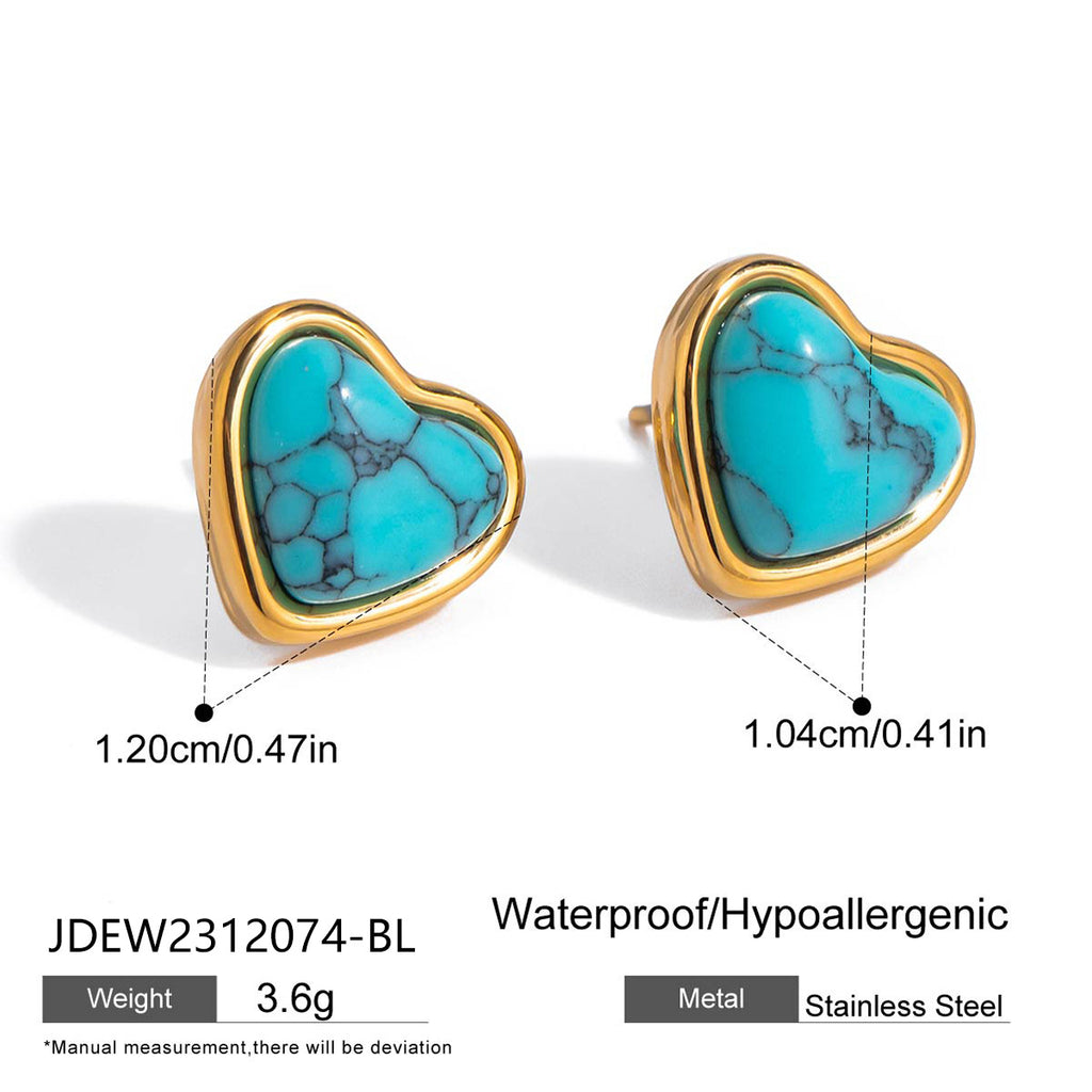 Damen Offener Ring mit herzförmigem Türkisstein aus hypoallergenem Edelstahl Shop Nory