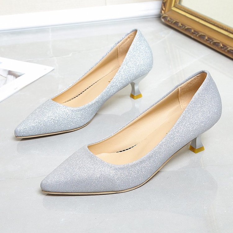 Damen schimmernde Pumps mit elegantem Blockabsatz