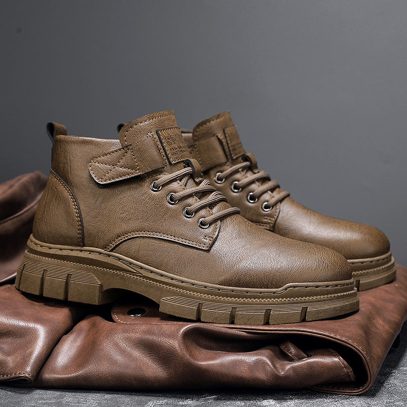 Herren Robuste Plateauschnür-Boots mit Klettlasche und profilierter Gummisohle Shopy Nory