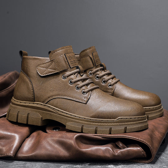 Herren Robuste Plateauschnür-Boots mit Klettlasche und profilierter Gummisohle Shopy Nory