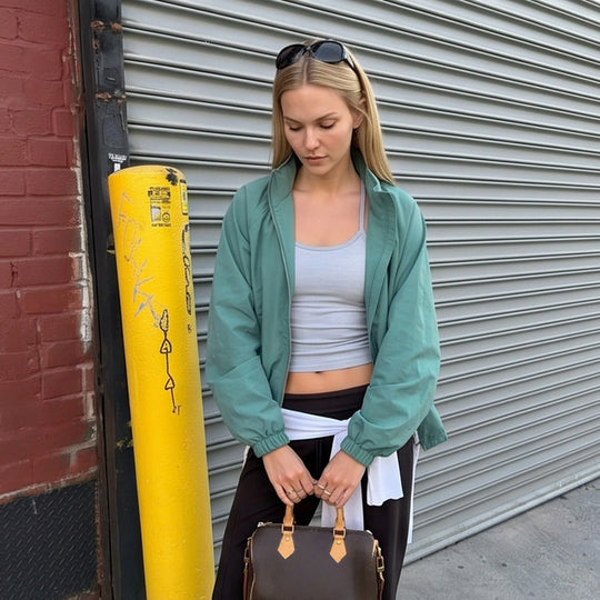 Damen Sportlich-urbaner Windbreaker mit kurzem Cropped-Schnitt, hohem Stehkragen und elastischen Bündchen Shop Nory