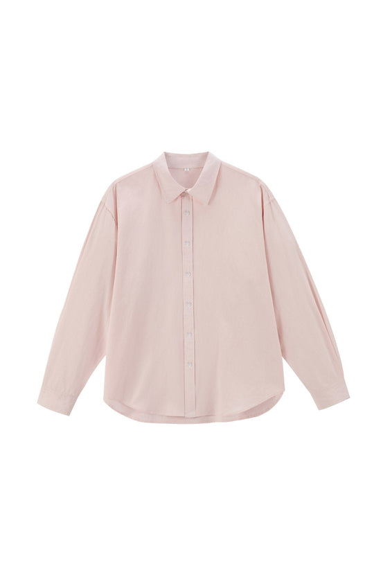 Damen Oversize Baumwollbluse mit Kentkragen und abgerundetem Saum Shop Nory