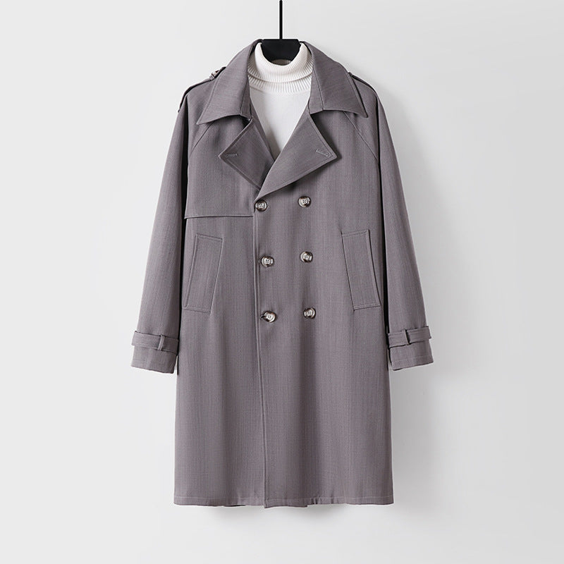 Herren Midilanger Oversize-Trenchcoat mit doppelter Knopfreihe und Schulterklappen Shop Nory