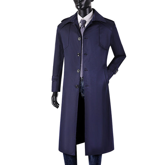 Herren Lang geschnittener Trenchcoat mit klassischem Revers und wasserabweisendem Finish Shop Nory