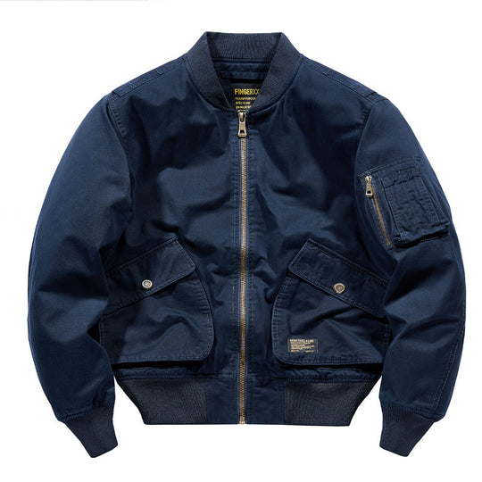 Herren Kurz geschnittener Canvas-Bomber mit Doppel-Frontklappentaschen und Ärmeltasche Shop Nory