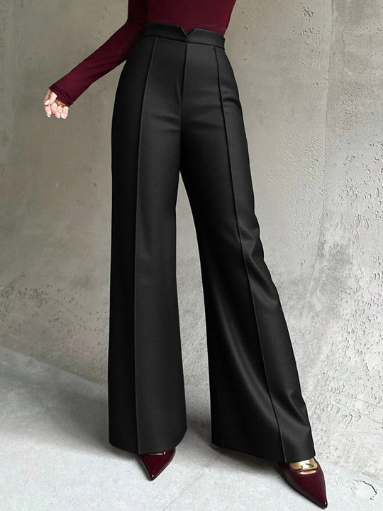 Damen hochtaillierte Palazzo-Hose mit Bügelfalte und V-förmigem Bund Shop Nory