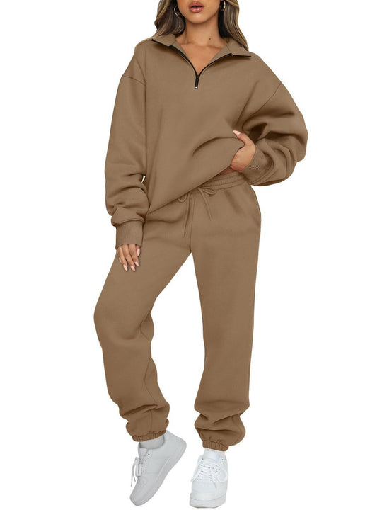 Damen nan oversized Sweatshirt Jogginghose Set mit Reißverschlusskragen Shop Nory