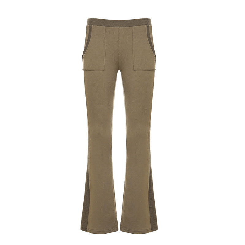 Damen nan Stretch-Flared-Hose mit hoher Taille, aufgesetzten Taschen und seitlichen Einsatzbahnen Shop Nory
