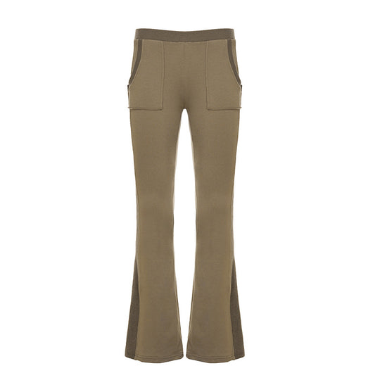 Damen nan Stretch-Flared-Hose mit hoher Taille, aufgesetzten Taschen und seitlichen Einsatzbahnen Shop Nory