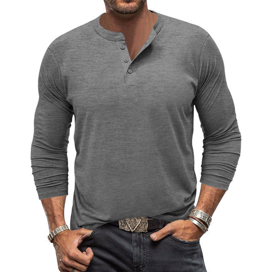 Herren Langarm T-Shirt mit Knopfleiste