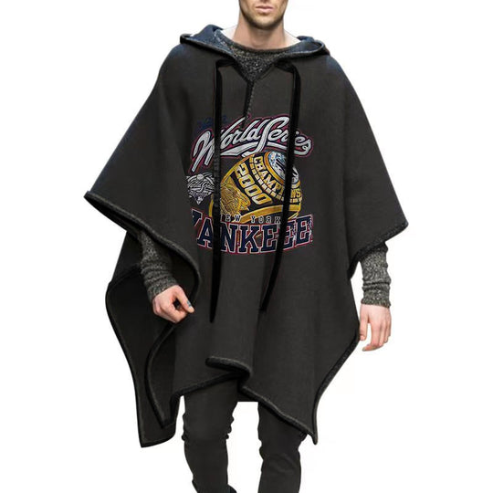 Herren Oversized Kapuzenponcho aus Strick mit geometrischem Mosaikmuster Shop Nory
