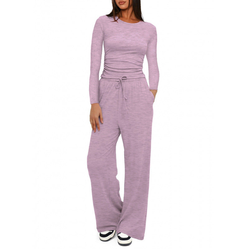Damen Relax-Freizeithose mit extra weitem Bein, elastischem Bund und Kordelzug Shop Nory