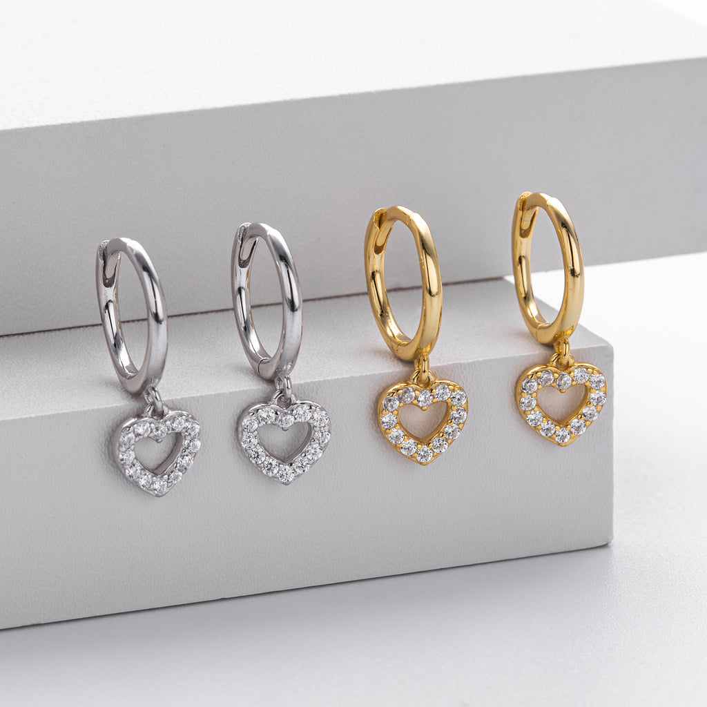 Damen Ohrhänger mit herzförmigem Zirkonanhänger aus hochwertigem 925 Sterling Silber Shop Nory