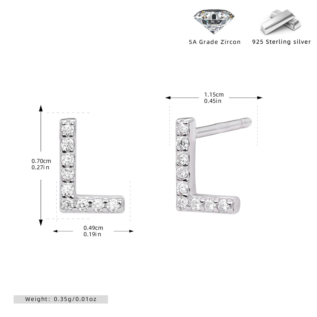 Damen Ohrstecker aus 925 Sterling Silber mit luxuriösem Zirkonbuchstaben R Shop Nory
