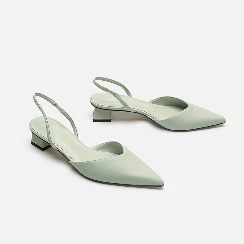 Damen Elegante spitz zulaufende Slingback-Pumps mit elastischem Fersenriemen und niedrigem Blockabsatz Shop Nory