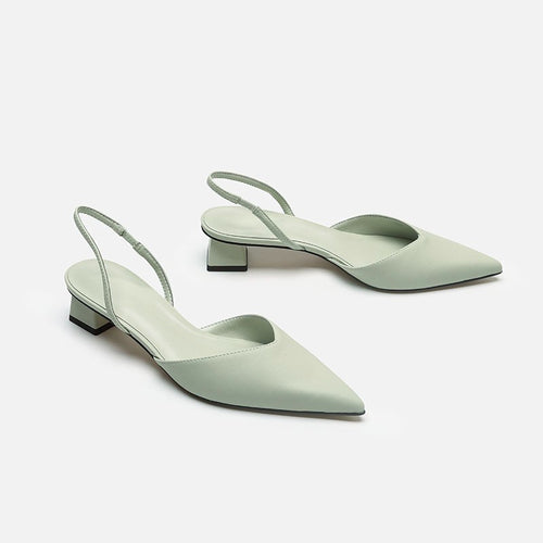 Damen Elegante spitz zulaufende Slingback-Pumps mit elastischem Fersenriemen und niedrigem Blockabsatz Shop Nory