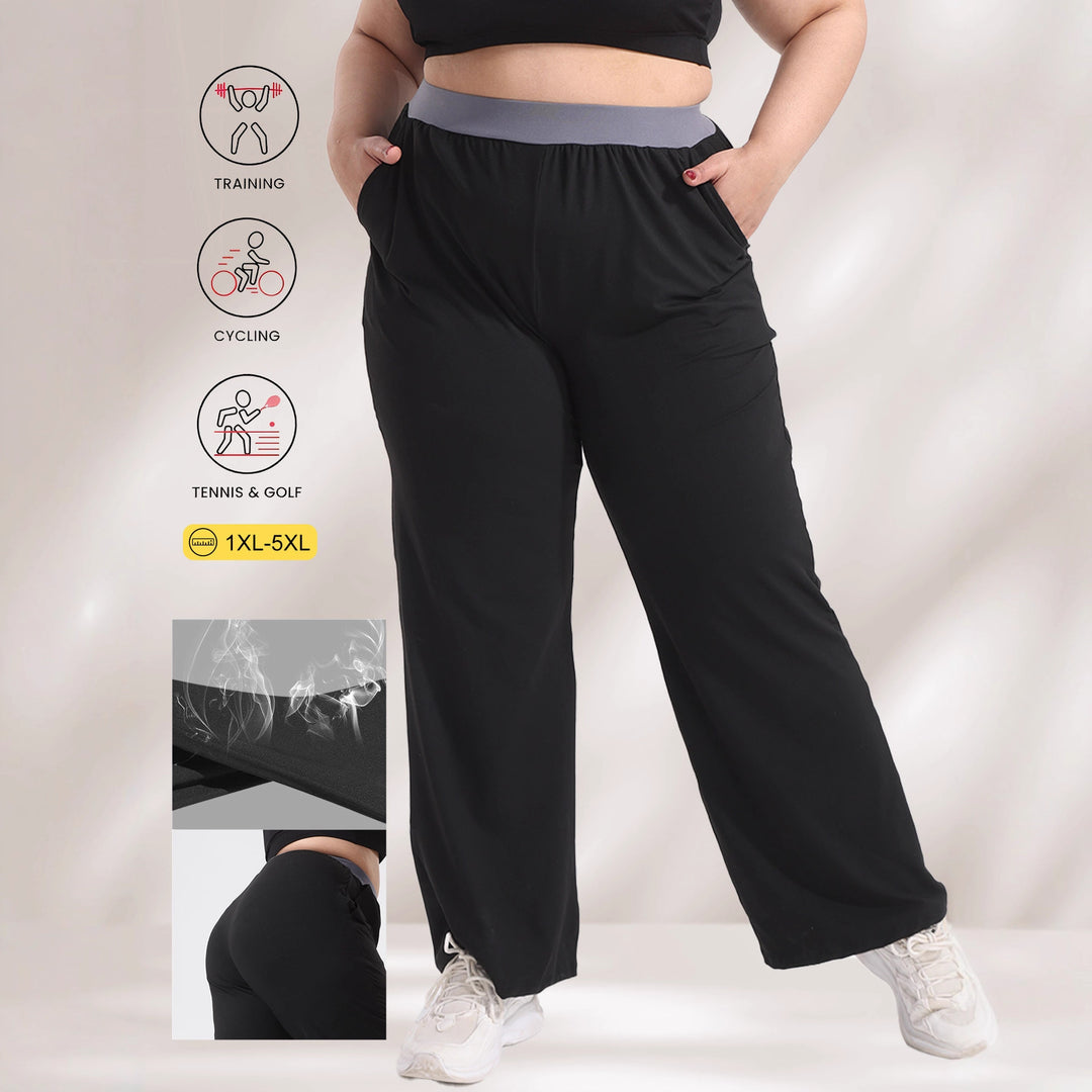 Damen Weite hochgeschnittene Kompressionshose mit taillenformendem Bund und tiefen Seitentaschen Shopy Nory