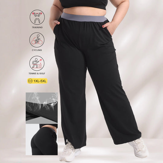 Damen Weite hochgeschnittene Kompressionshose mit taillenformendem Bund und tiefen Seitentaschen Shopy Nory