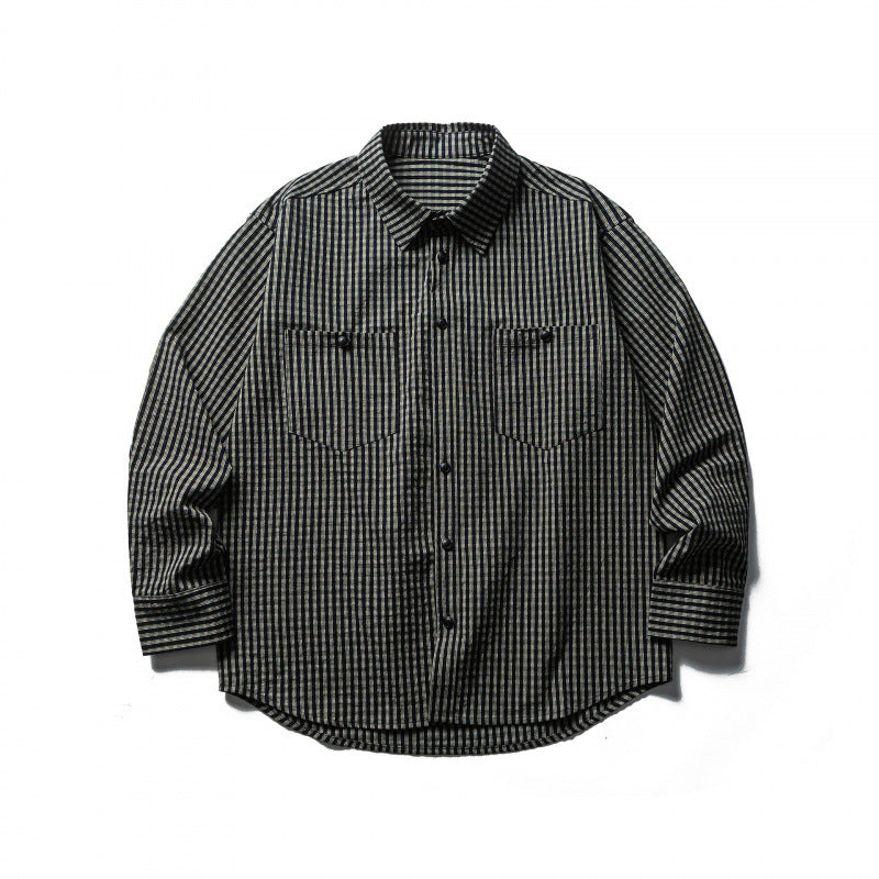 Herren Boxy-Overshirt aus leichter Baumwollmischung mit feinem Karomuster und Brustklappentaschen Shop Nory