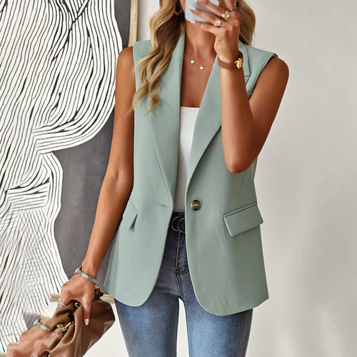 Damen ärmelloses Blazer-Oberteil mit taillierter Silhouette