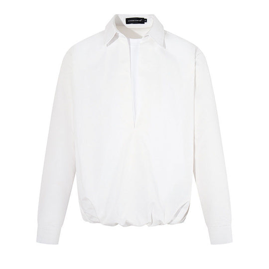 Damen Elegante Bluse mit verdeckter V-Schlitzfront, Hemdkragen und elastischem Saum Shop Nory