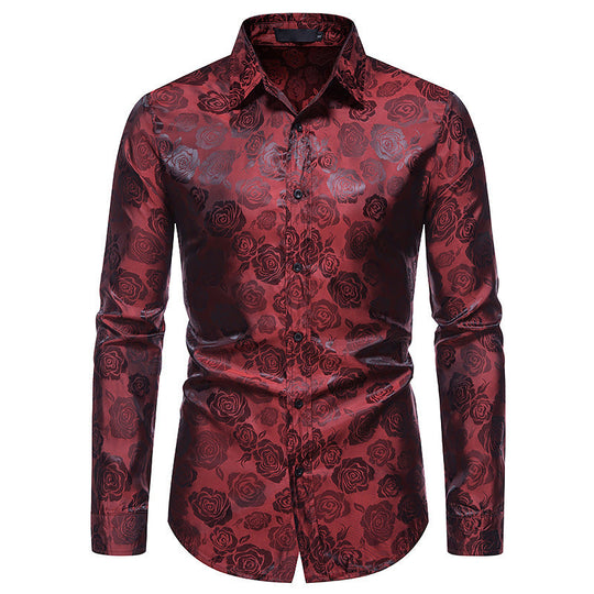 Herren Hemd mit floralen Prägungen und elegantem Glanz