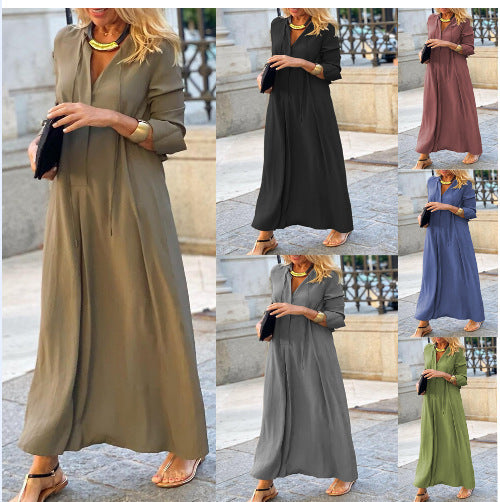 Damen Luftiges Maxikleid mit eleganter Knopfdetail