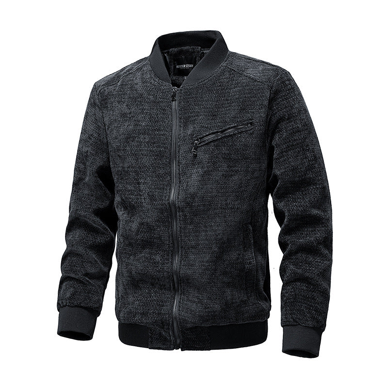 Herren Strukturierte Strick-Bomberjacke mit Reißverschluss und Rippbündchen Shop Nory