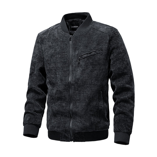 Herren Strukturierte Strick-Bomberjacke mit Reißverschluss und Rippbündchen Shop Nory