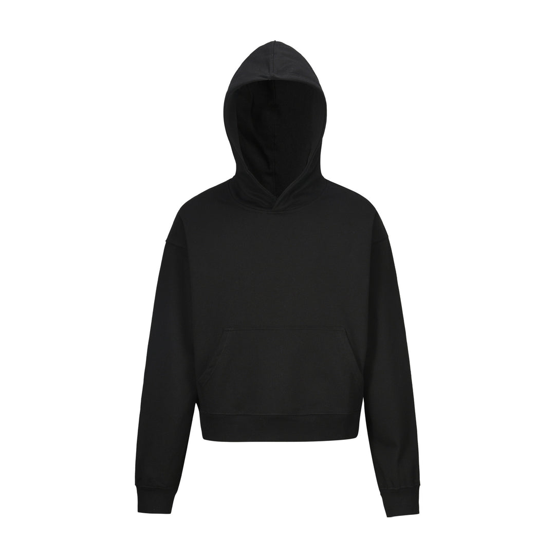 Damen nan kurzgeschnittener Boxy-Kapuzenpullover mit Kängurutasche und geripptem Komfortbund Shop Nory