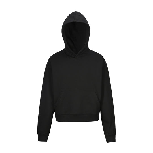 Damen nan kurzgeschnittener Boxy-Kapuzenpullover mit Kängurutasche und geripptem Komfortbund Shop Nory