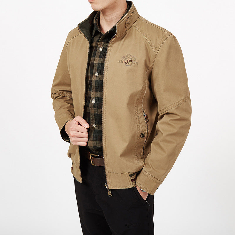 Herren Übergangs-Fieldjacke aus gewachstem Canvas mit Stehkragen und verdecktem Reißverschluss Shop Nory